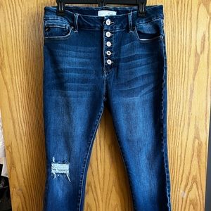 KanCan high waist button fly distressed ankle skinny jeans